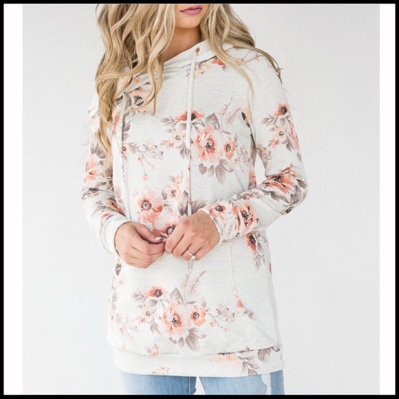 Floral Hoodie in Oatmeal - Picture 4 of 6